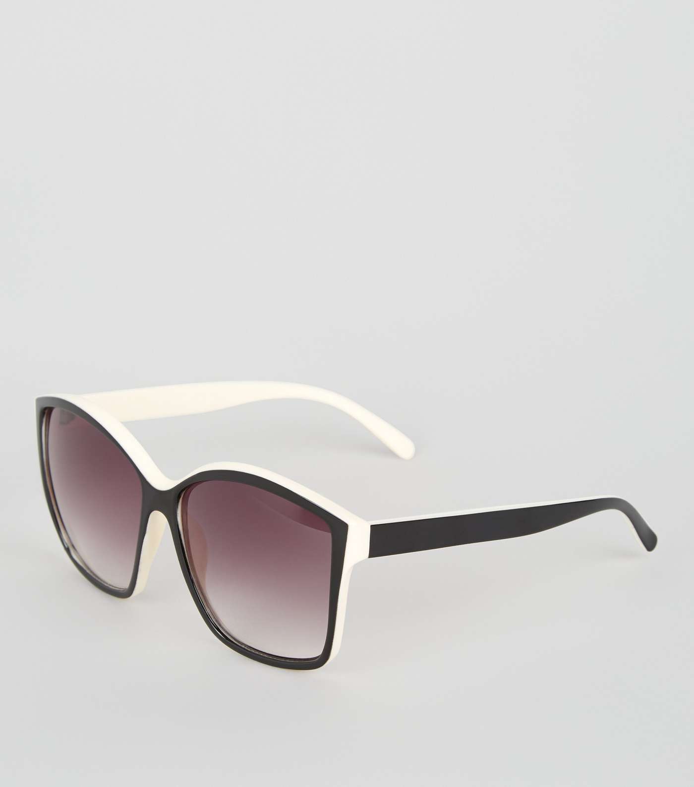Black Colour Block Large Rectangle Sunglasses