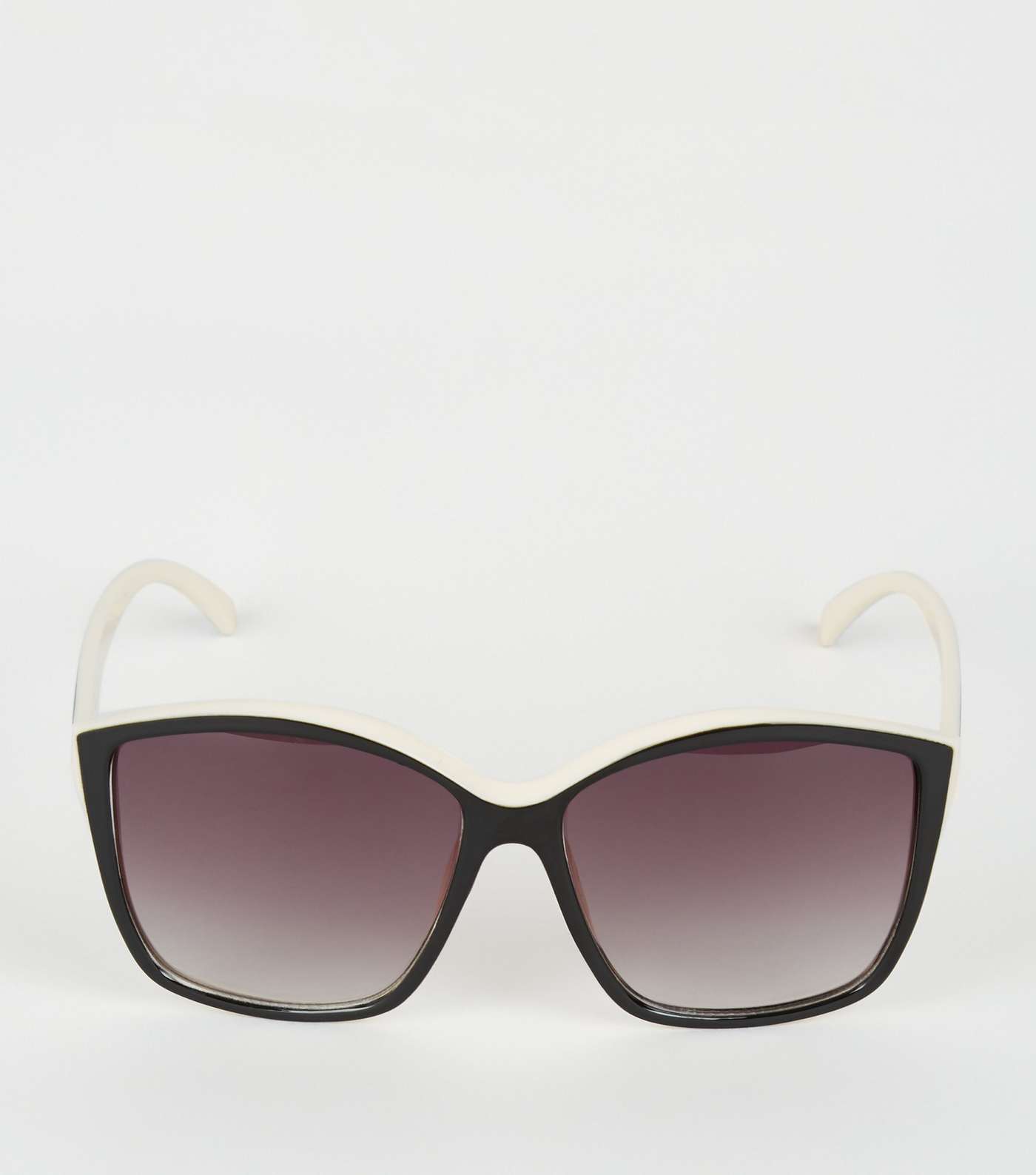 Black Colour Block Large Rectangle Sunglasses Image 3