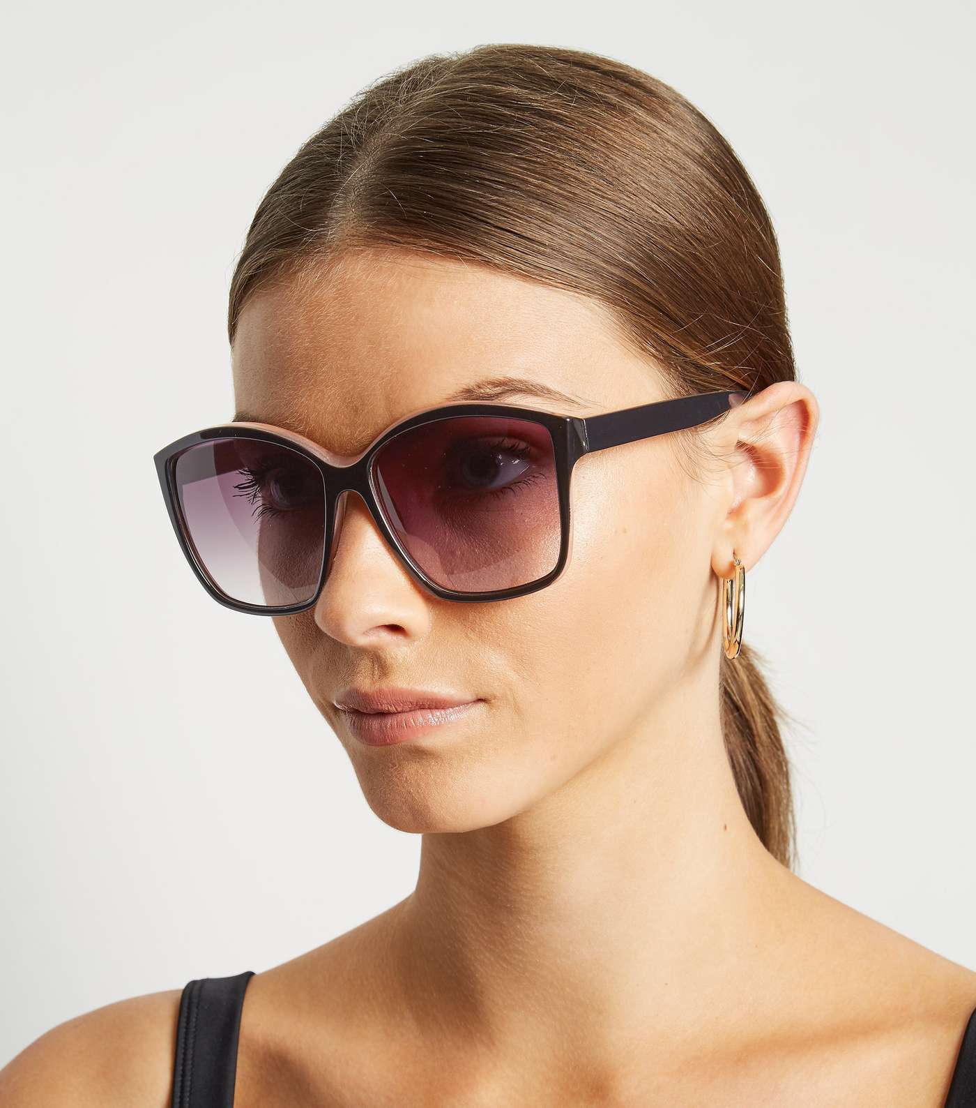 Pink Colour Block Large Rectangle Sunglasses Image 2