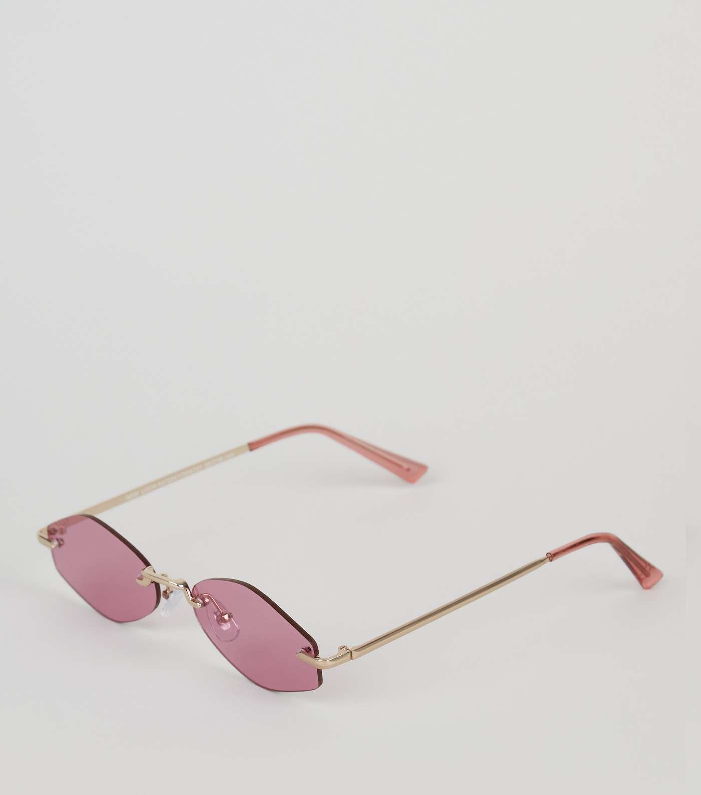 Pink Hexagon Rimless Sunglasses