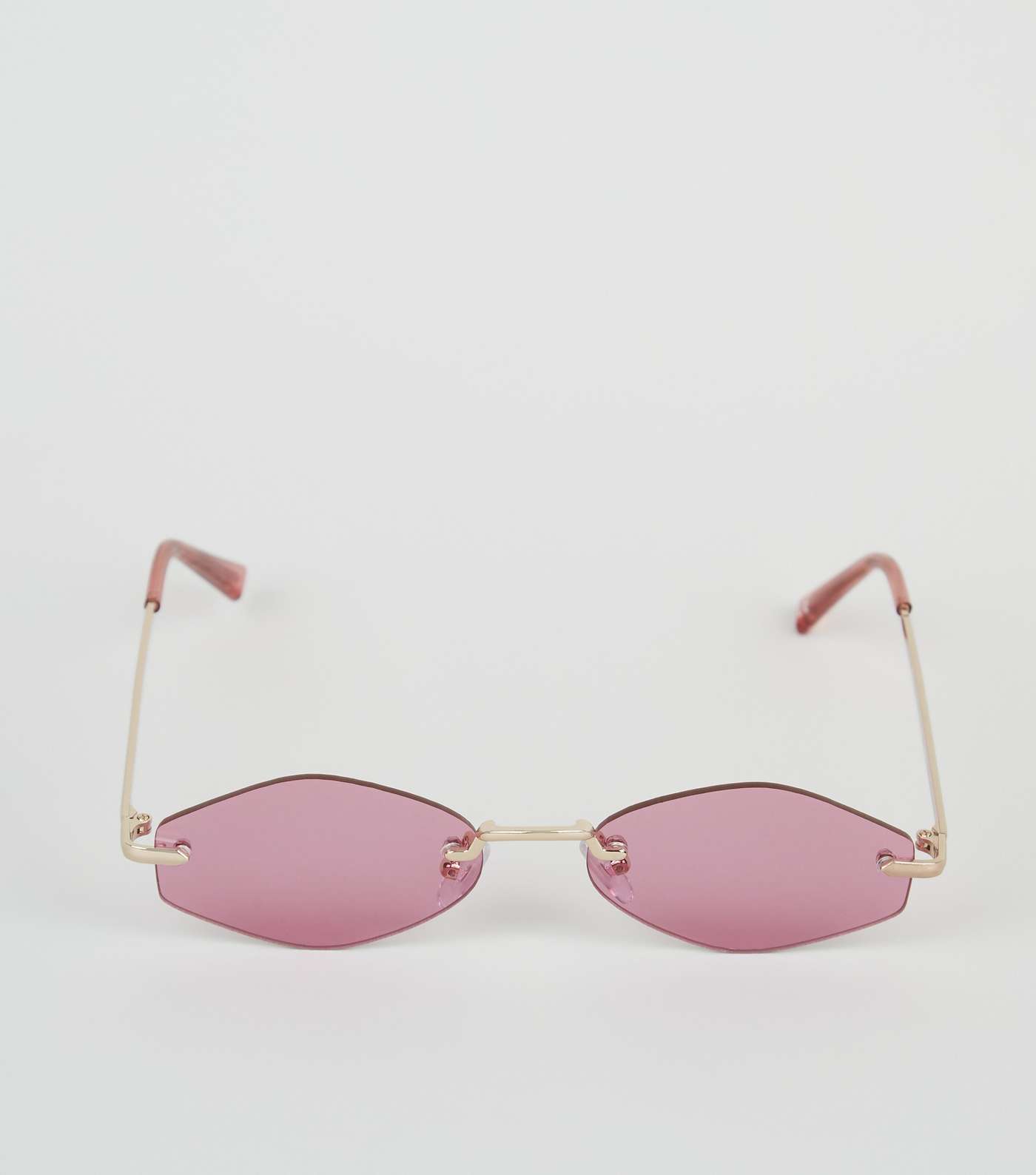 Pink Hexagon Rimless Sunglasses Image 3