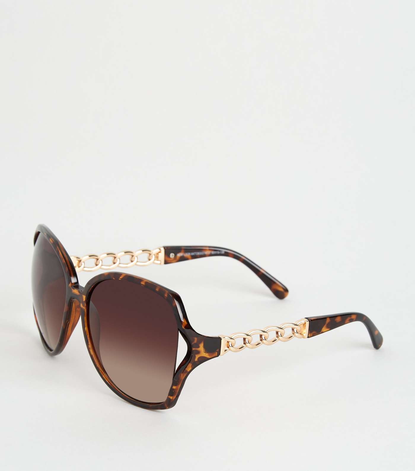 Dark Brown Tortoiseshell Effect Chain Sunglasses