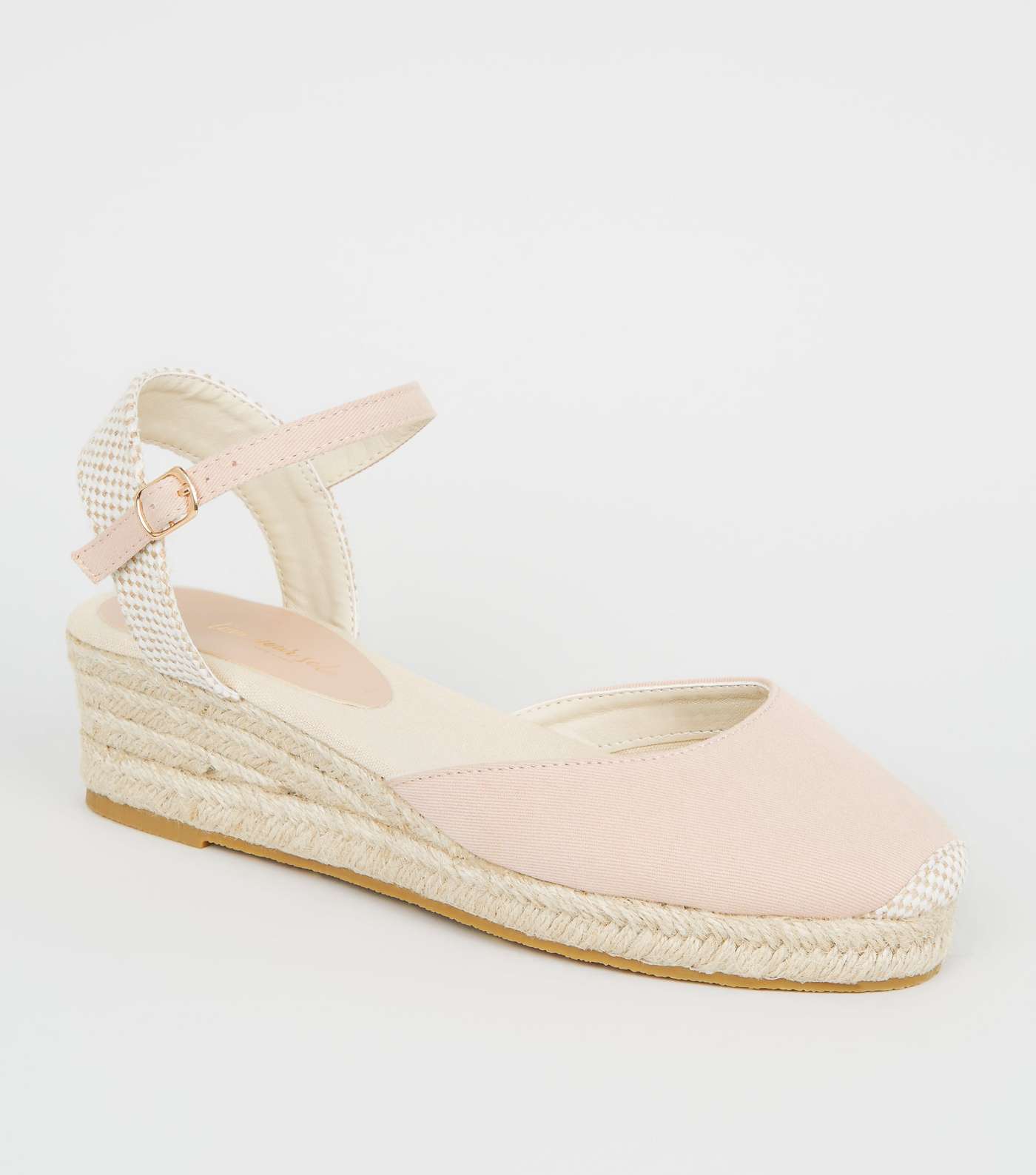 Pale Pink Canvas Woven Espadrille Wedges 