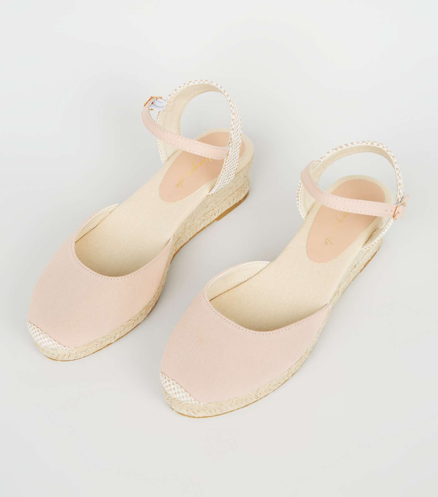 Pale Pink Canvas Woven Espadrille Wedges  Image 3