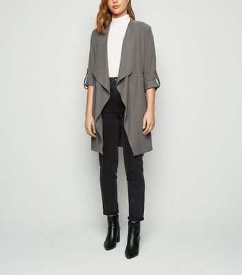 Dark grey shop waterfall coat