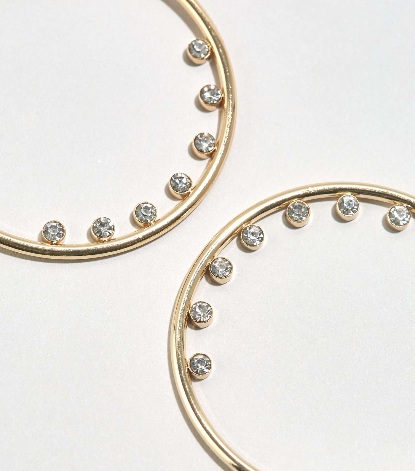 Gold Diamanté Lined Hoop Earrings Image 3