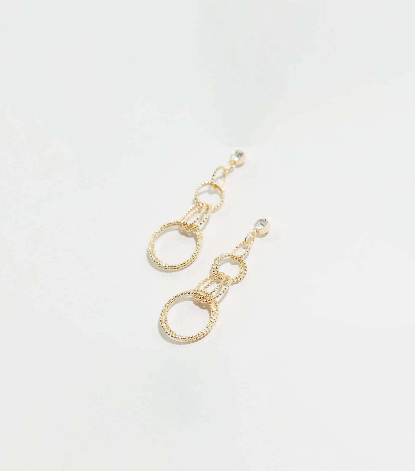 Gold Diamanté Linked Ring Drop Earrings Image 3