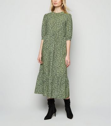 new look green spot dress