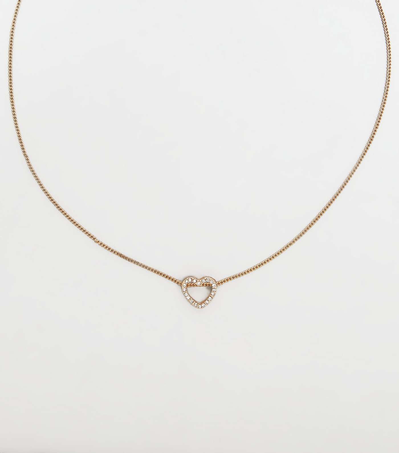 Gold Diamanté Heart Pendant Necklace Image 2