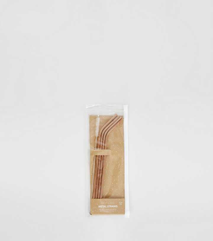 4 Pack Rose Gold Metal Reusable Straws