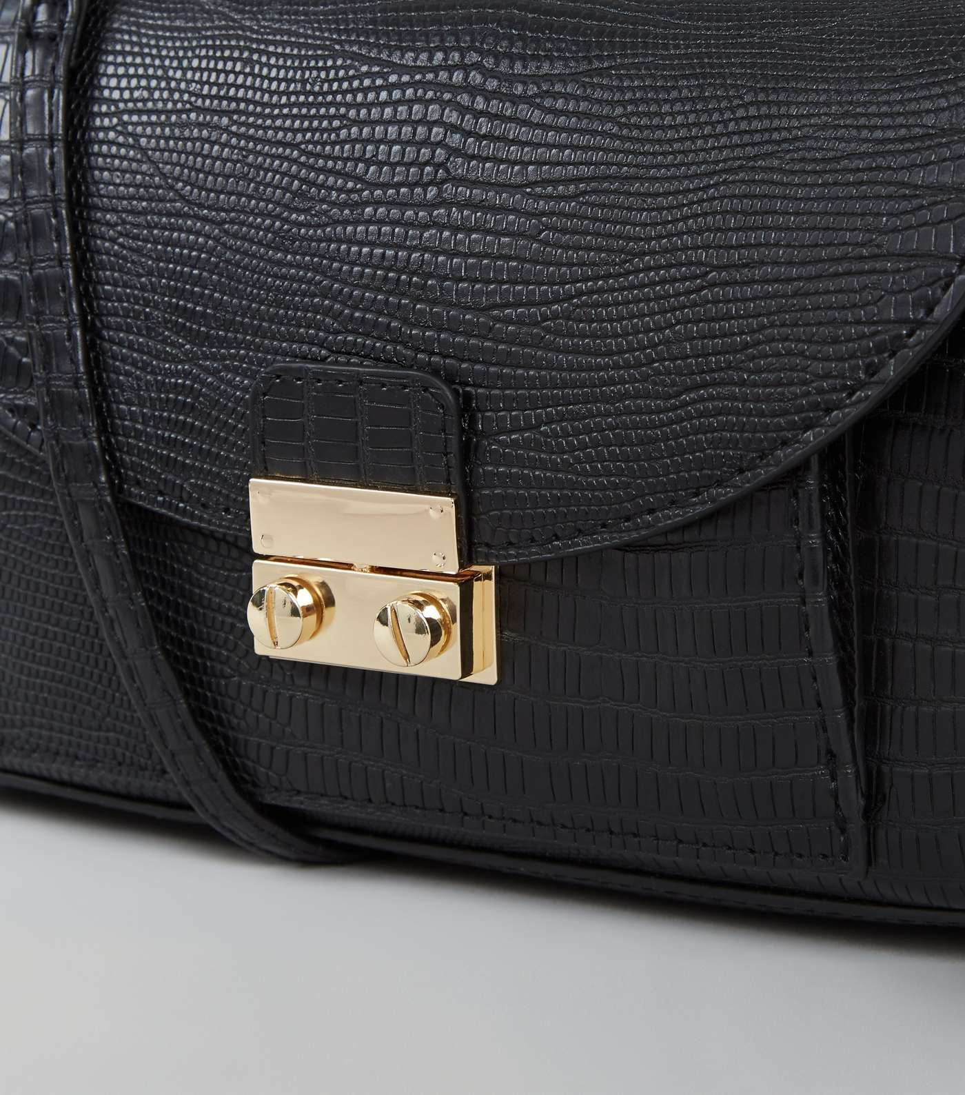 Black Leather-Look Buckle Strap Tote Bag Image 4