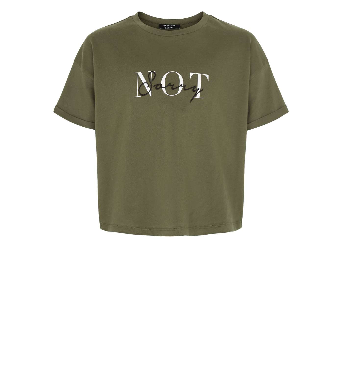 Girls Khaki Not Sorry Slogan T-Shirt Image 4