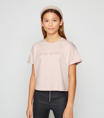 Girls Pale Pink Be Kind Stay Kind Slogan T-Shirt | New Look