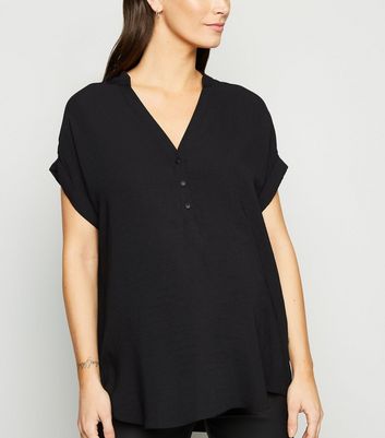Maternity Black Button Overhead Shirt 