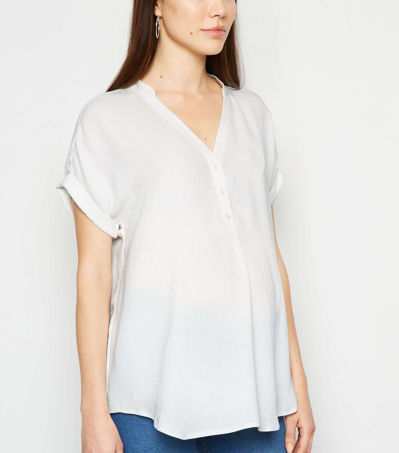 Maternity White Button Overhead Shirt