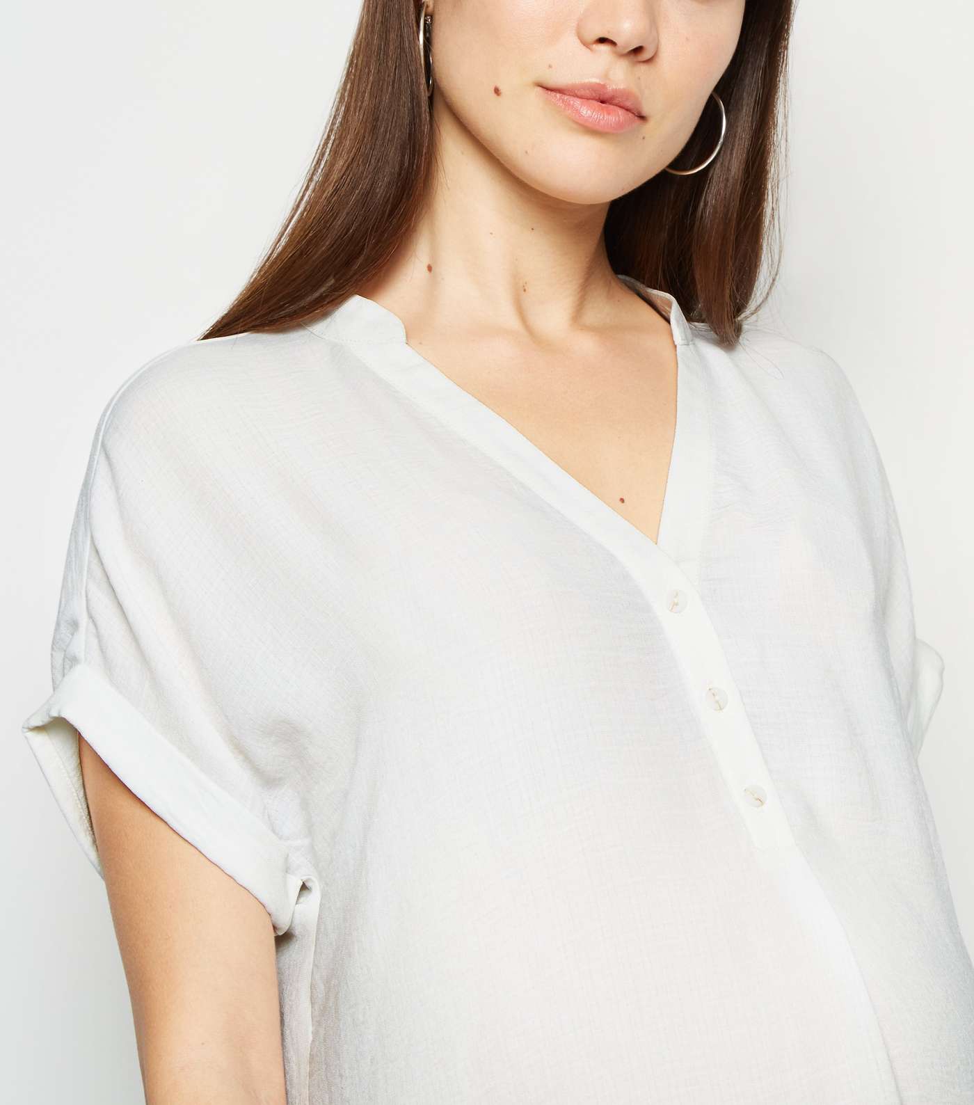 Maternity White Button Overhead Shirt Image 5