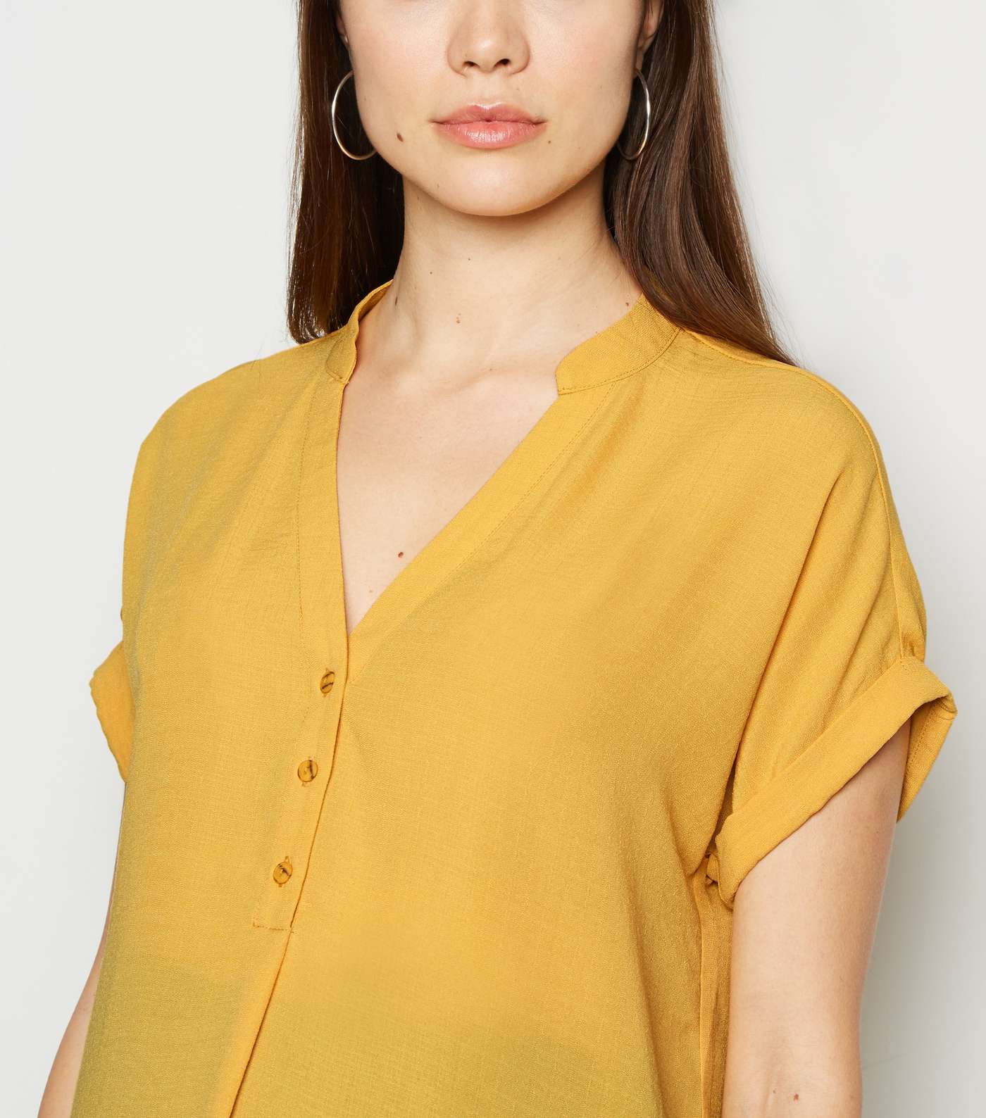 Maternity Mustard Button Overhead Shirt Image 5
