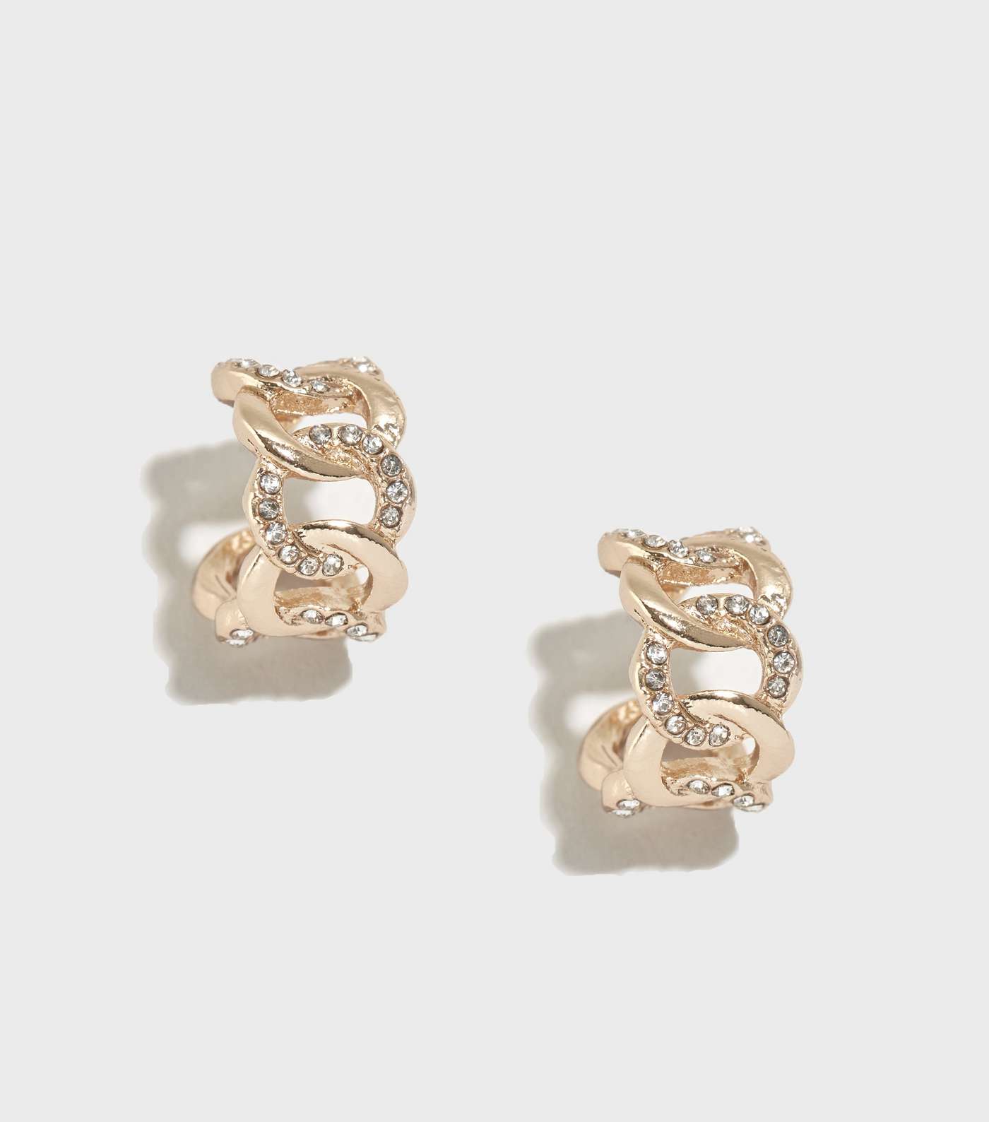 Gold Chunky Chain Diamanté Hoop Earrings