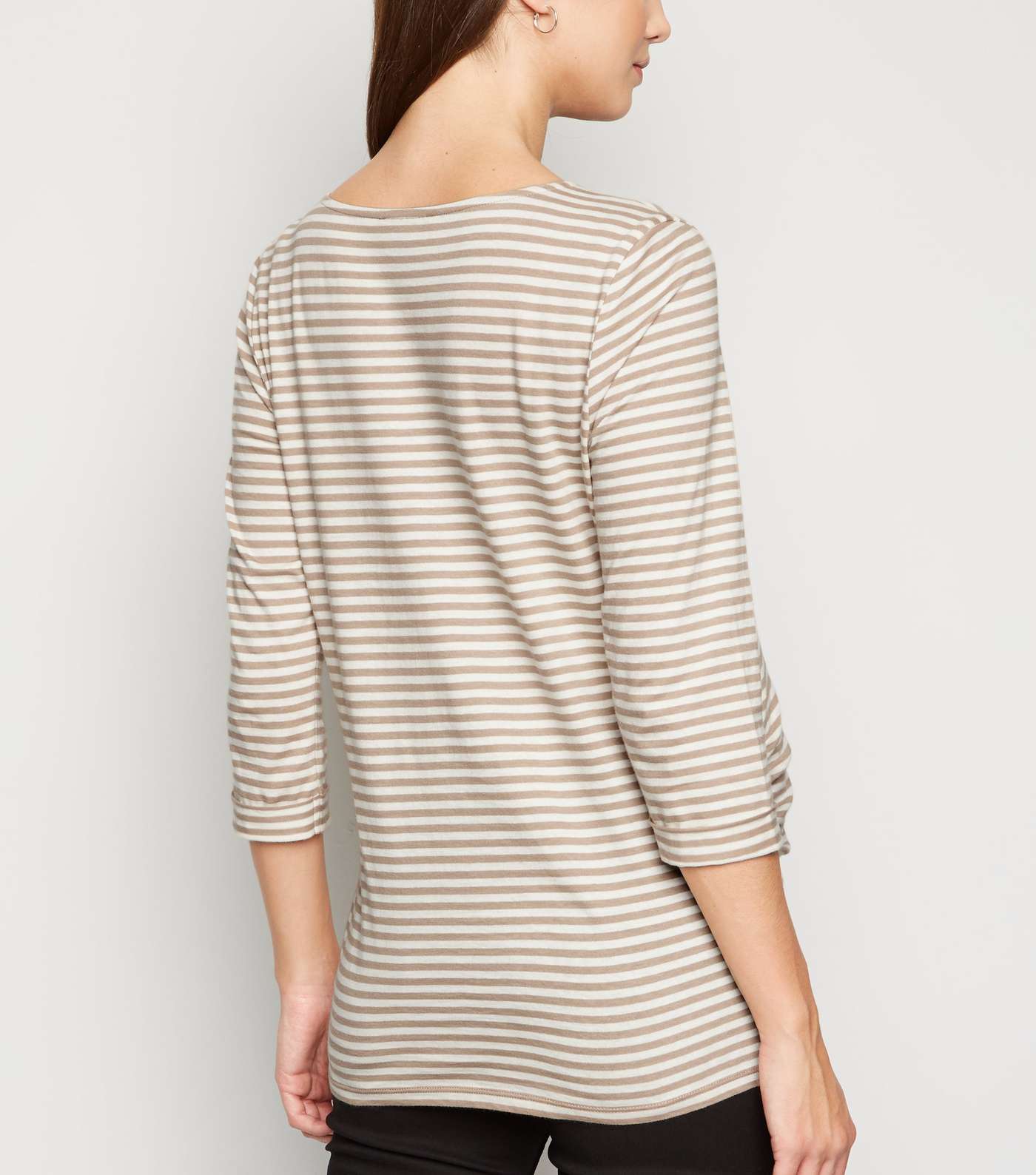 Maternity Brown Stripe Long T-Shirt Image 3