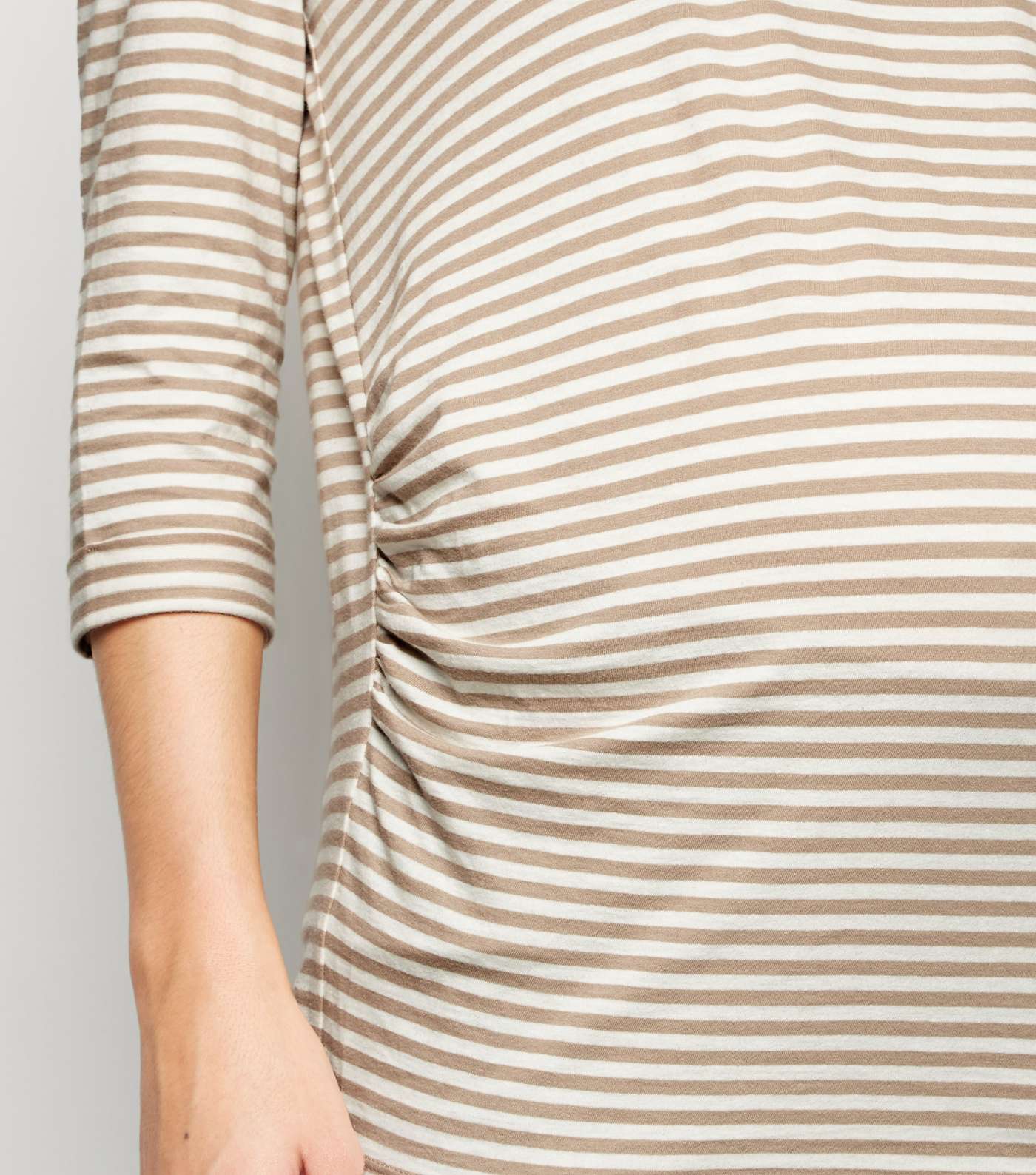 Maternity Brown Stripe Long T-Shirt Image 5