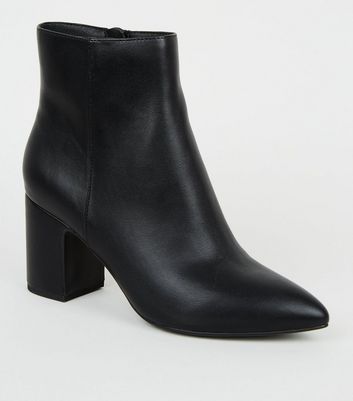 pointed block heel ankle boots