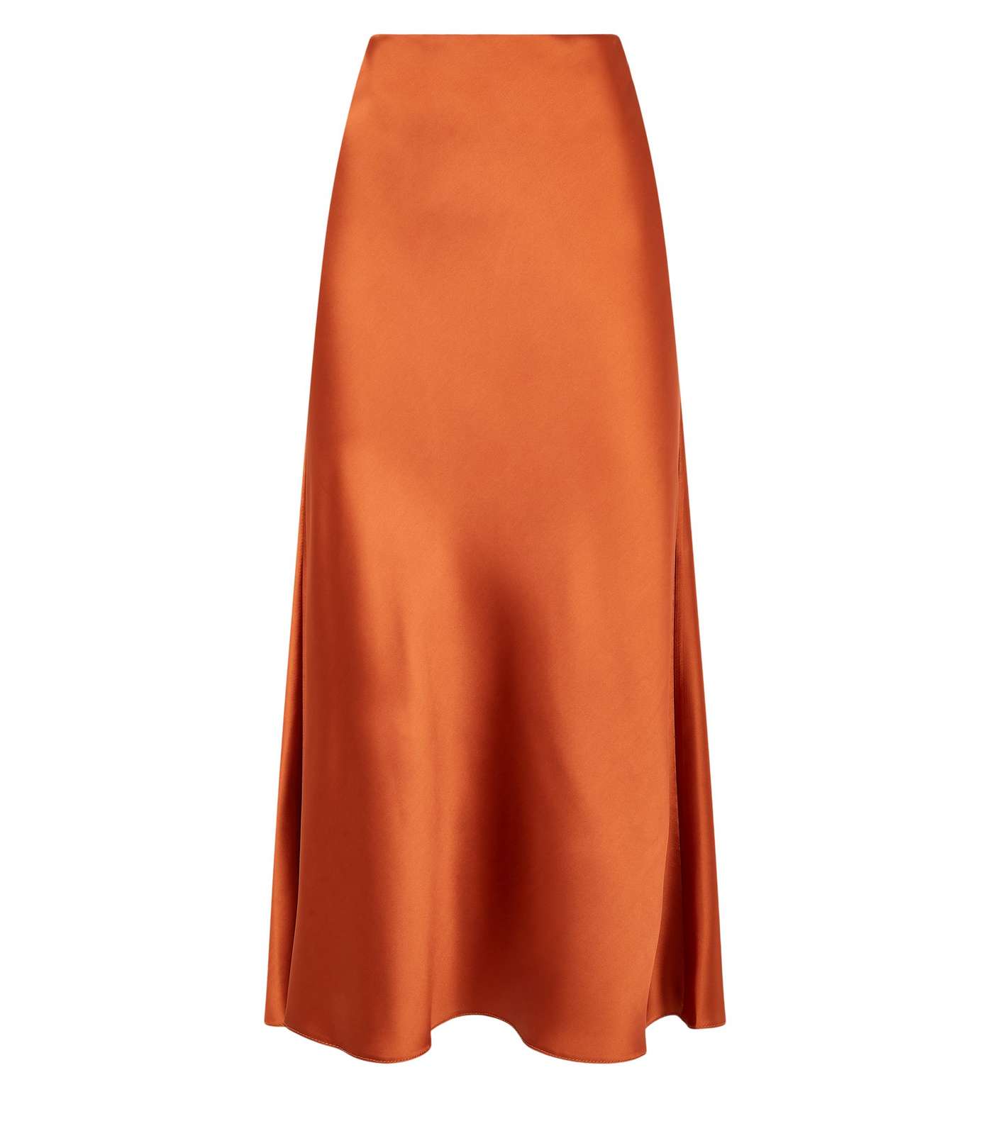 Rust Bias Cut Satin Midi Skirt  Image 4