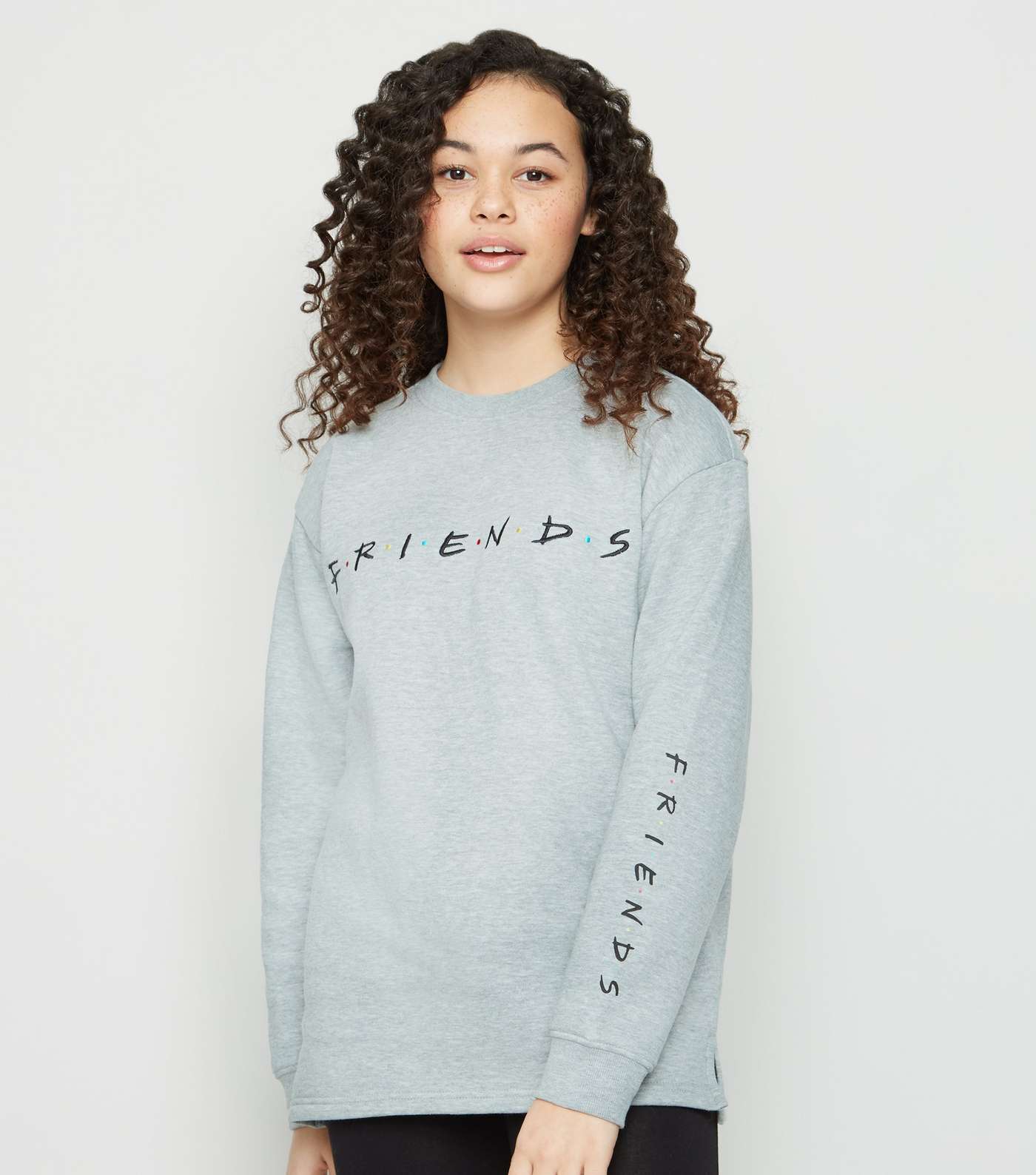 Girls Grey Friends Logo Long Sweatshirt Image 2