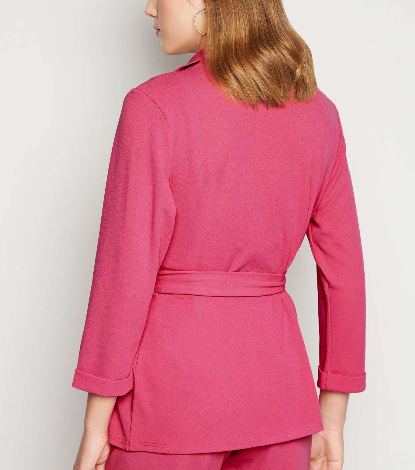 Bright Pink Scuba Belted Blazer Image 3