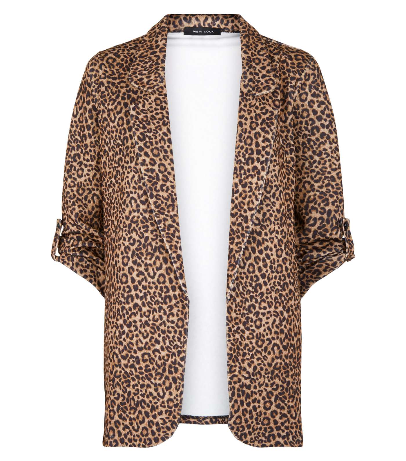 Brown Scuba Leopard Print Blazer Image 4