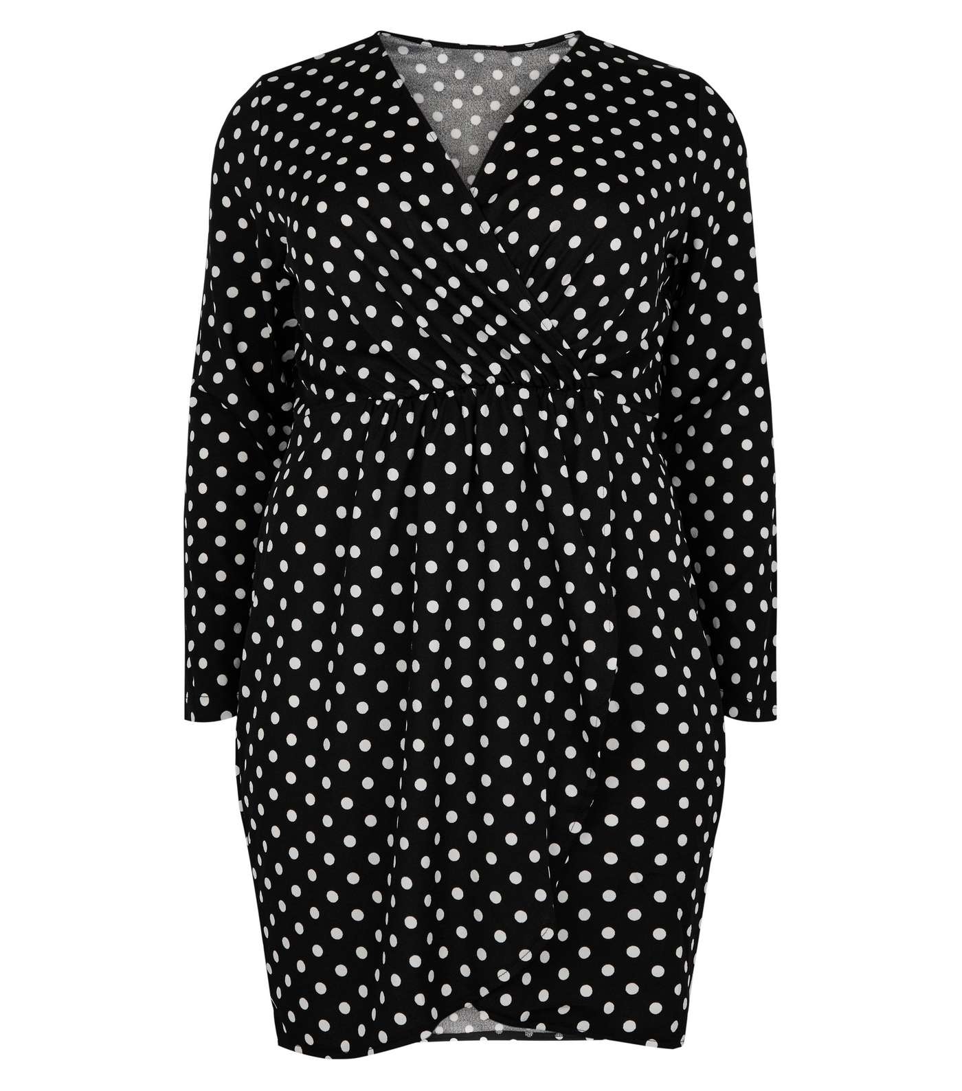 Mela Curves Black Polka Dot Wrap Dress Image 4