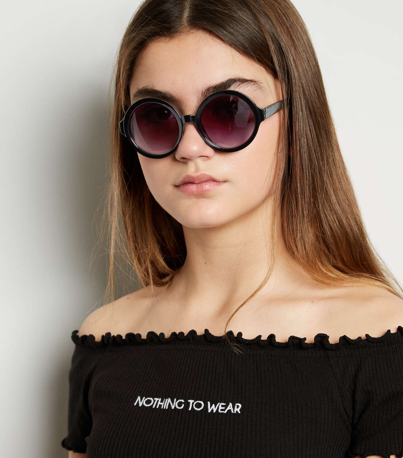 Girls Black Tinted Round Sunglasses Image 2