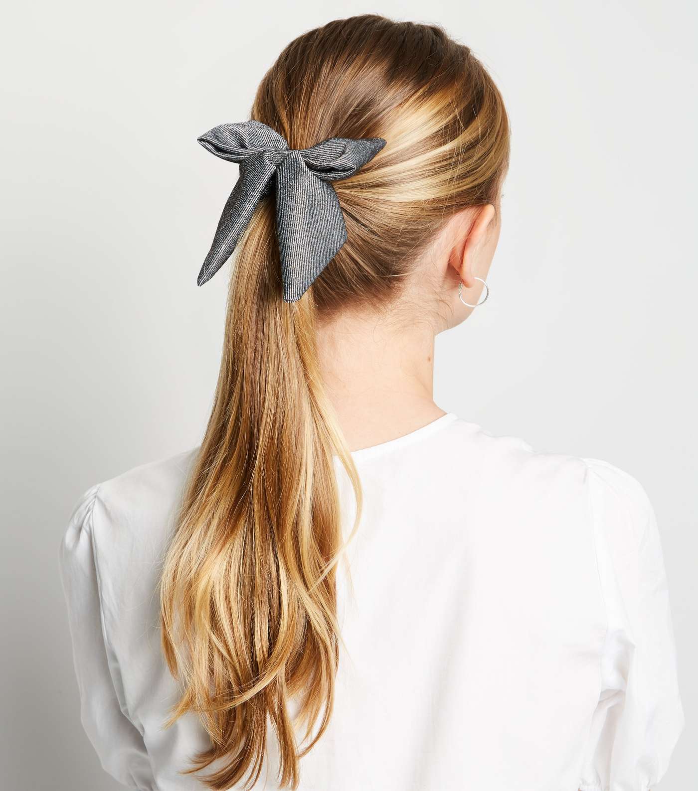 Silver Shimmer Bow Hairband Image 2