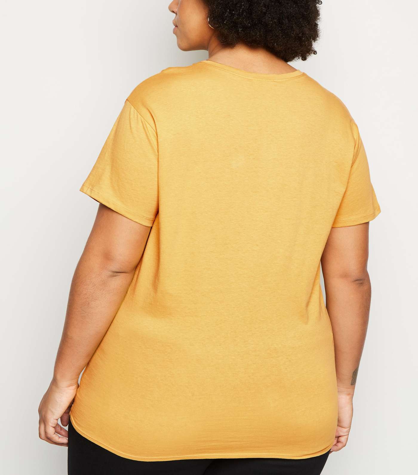 Curves Mustard Tie Front T-Shirt Image 3