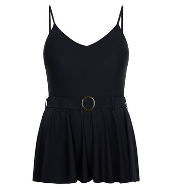 Black Lift Shape Skirt Swimsuit New Look