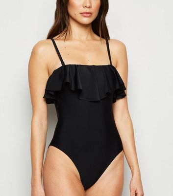 black frill swimming costume