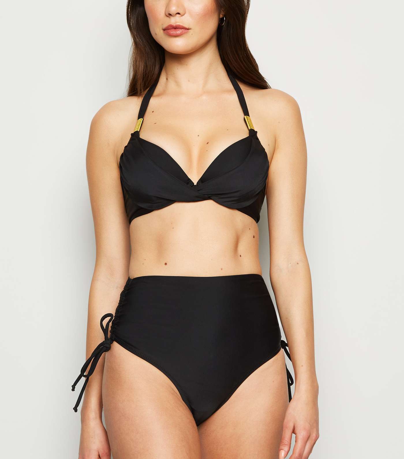 Black Ruched 'Lift & Shape' Adjustable Bikini Bottoms