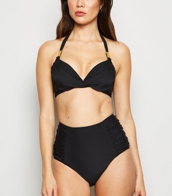 cheap black high waisted bikini bottoms