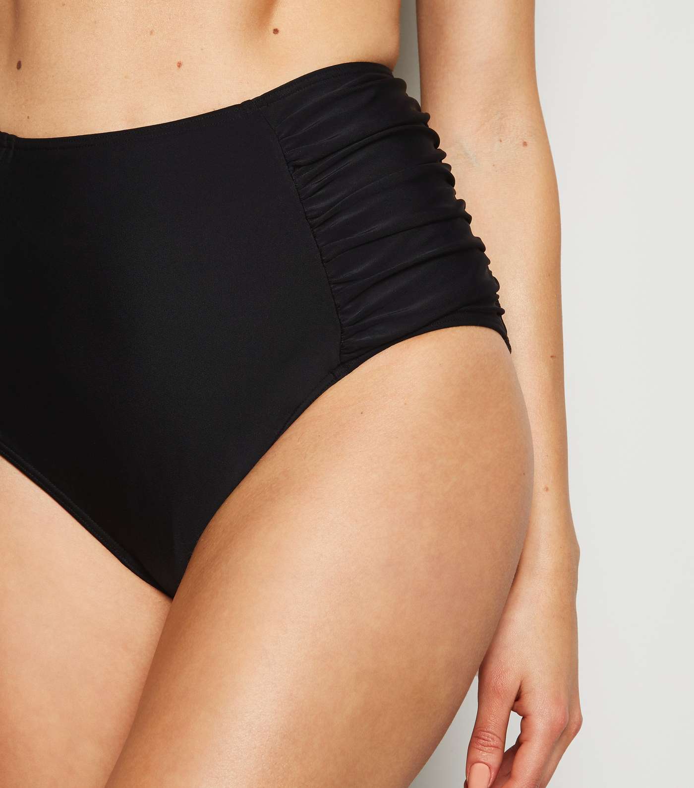 Black Ruched 'Lift & Shape' High Waist Bikini Bottoms Image 4