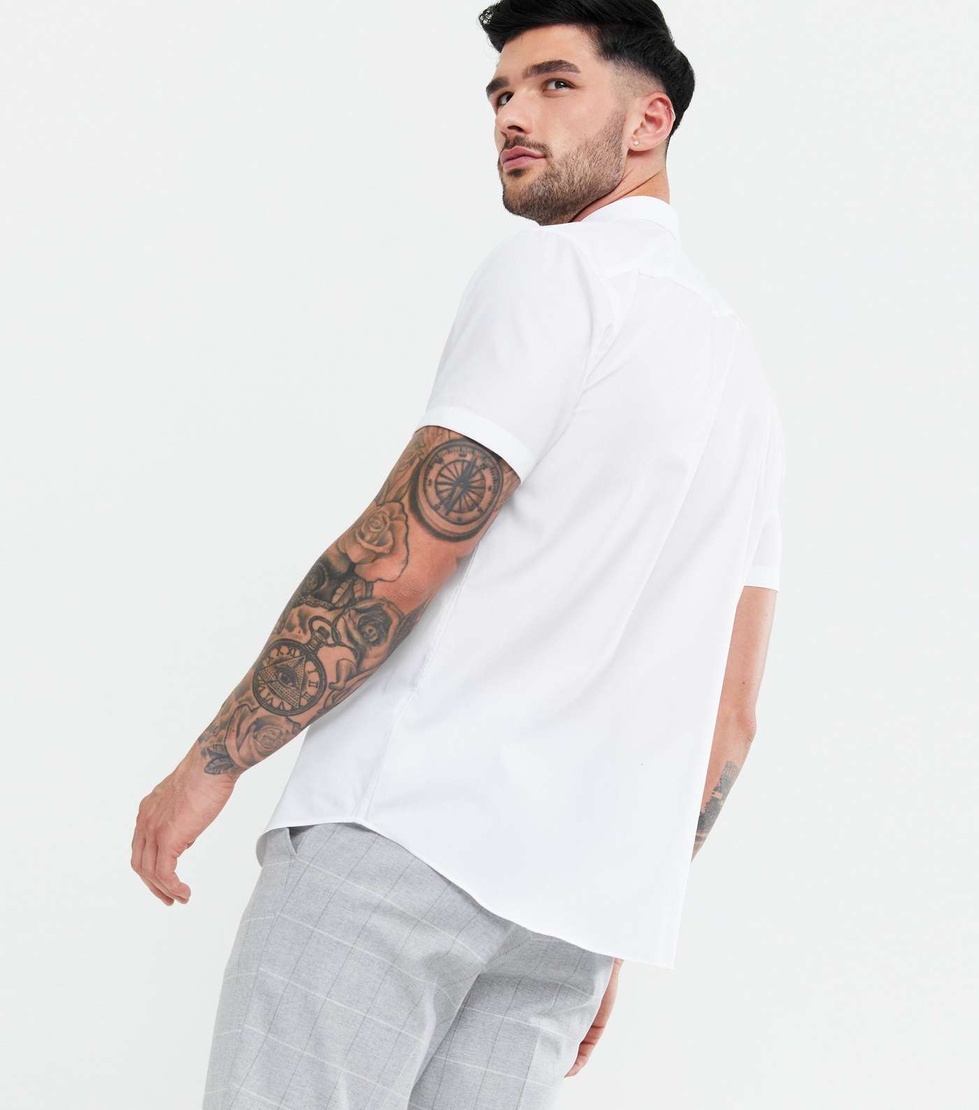White Poplin Short Sleeve Shirt Image 5