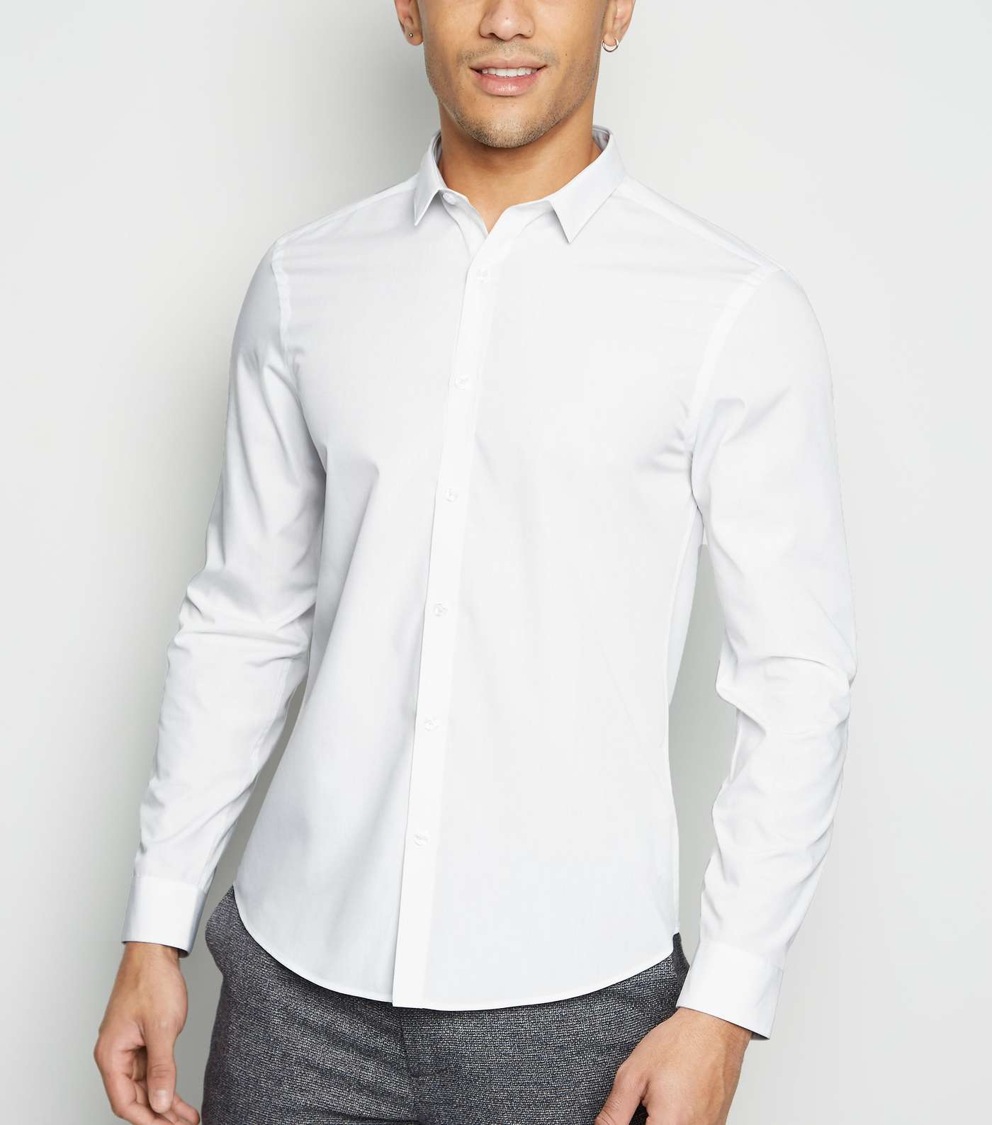 White Poplin Long Sleeve Shirt