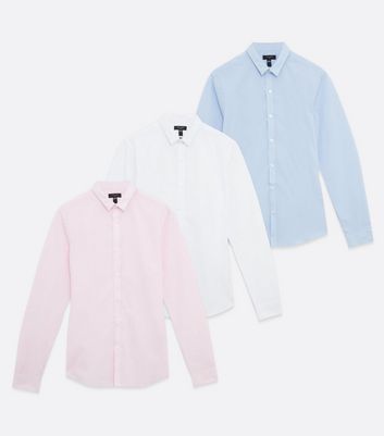 Herrenmode Bekleidung für Herren 3 Pack Pink White and Pale Blue Poplin Shirts