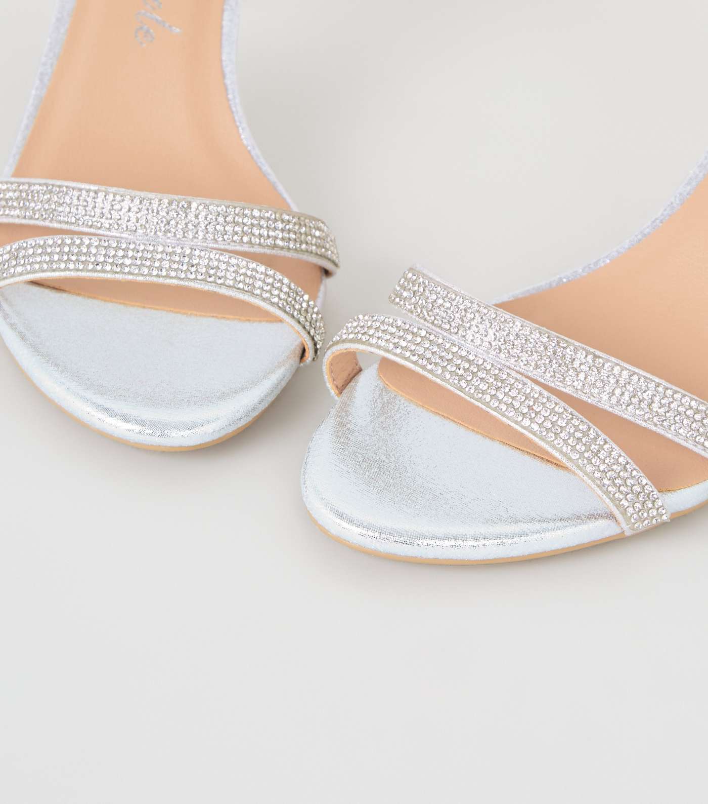 Wide Fit Silver Shimmer Diamanté Stiletto Heels Image 4