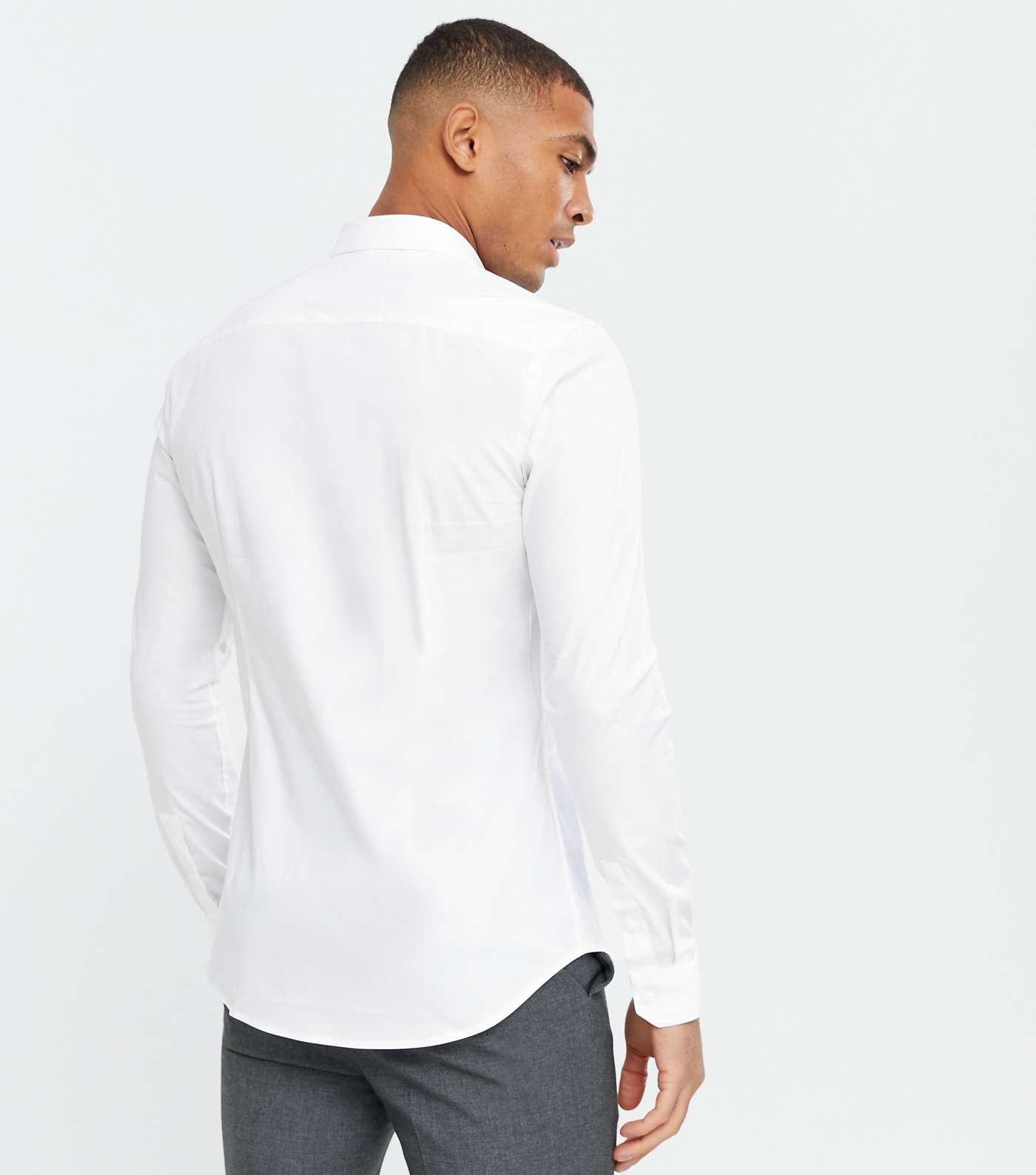 White Long Sleeve Muscle Fit Poplin Shirt Image 4
