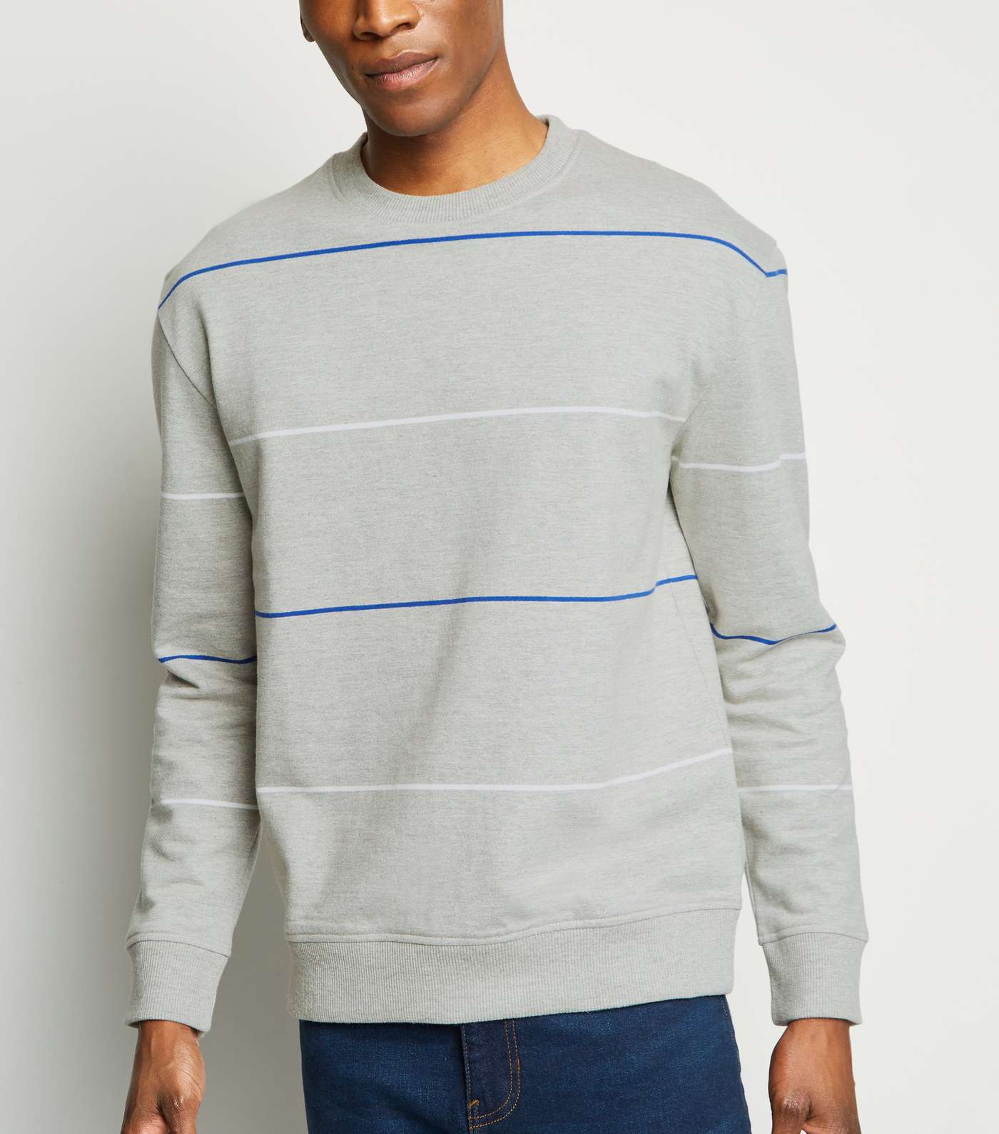 Grey Marl Stripe Cotton Sweatshirt