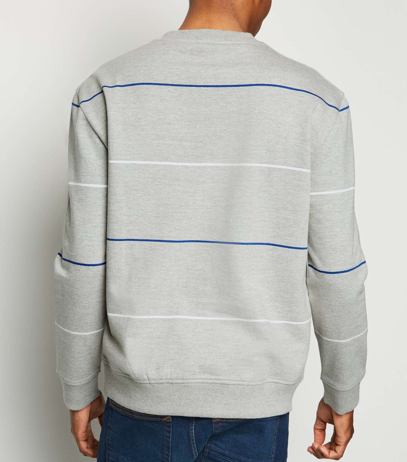 Grey Marl Stripe Cotton Sweatshirt Image 3