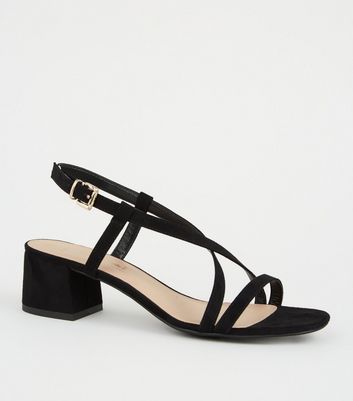 black strappy heels low