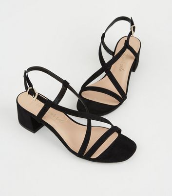 ladies wide fit black strappy sandals