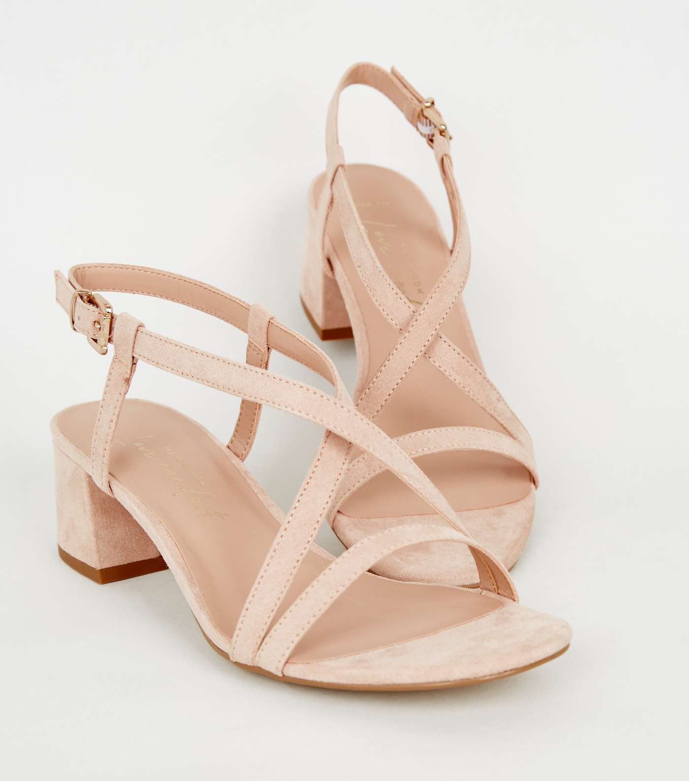 Wide Fit Pale Pink Suedette Strappy Low Heel Sandals Image 3