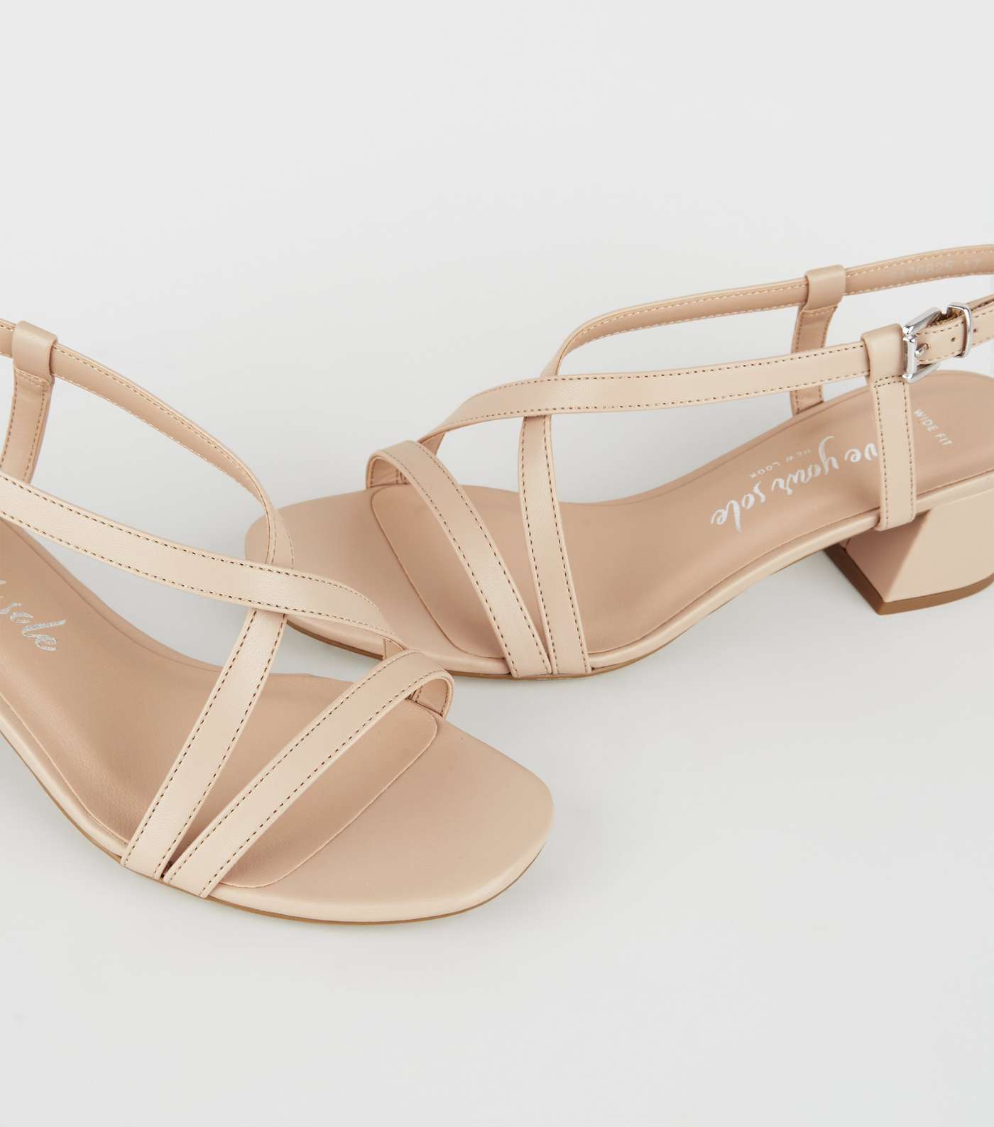 Wide Fit Camel Strappy Low Heel Sandals Image 4