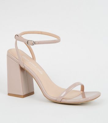 dusky pink block heel shoes
